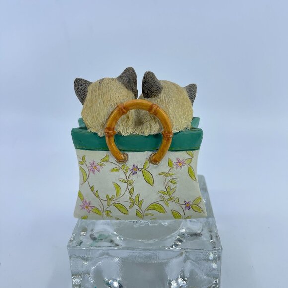lenox "a tote for two" figurine cats in floral bag vintage - Picture 3 of 5